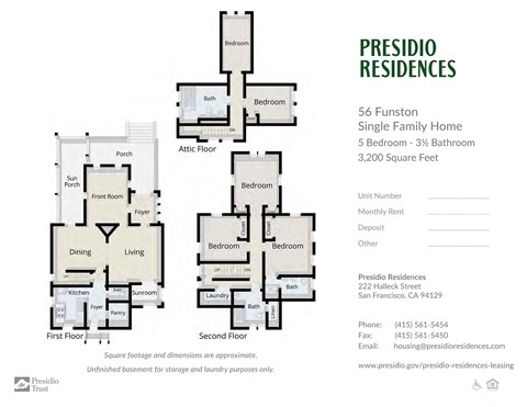 Floor plan for 5 beds, 3.5 baths, 3300 sqft